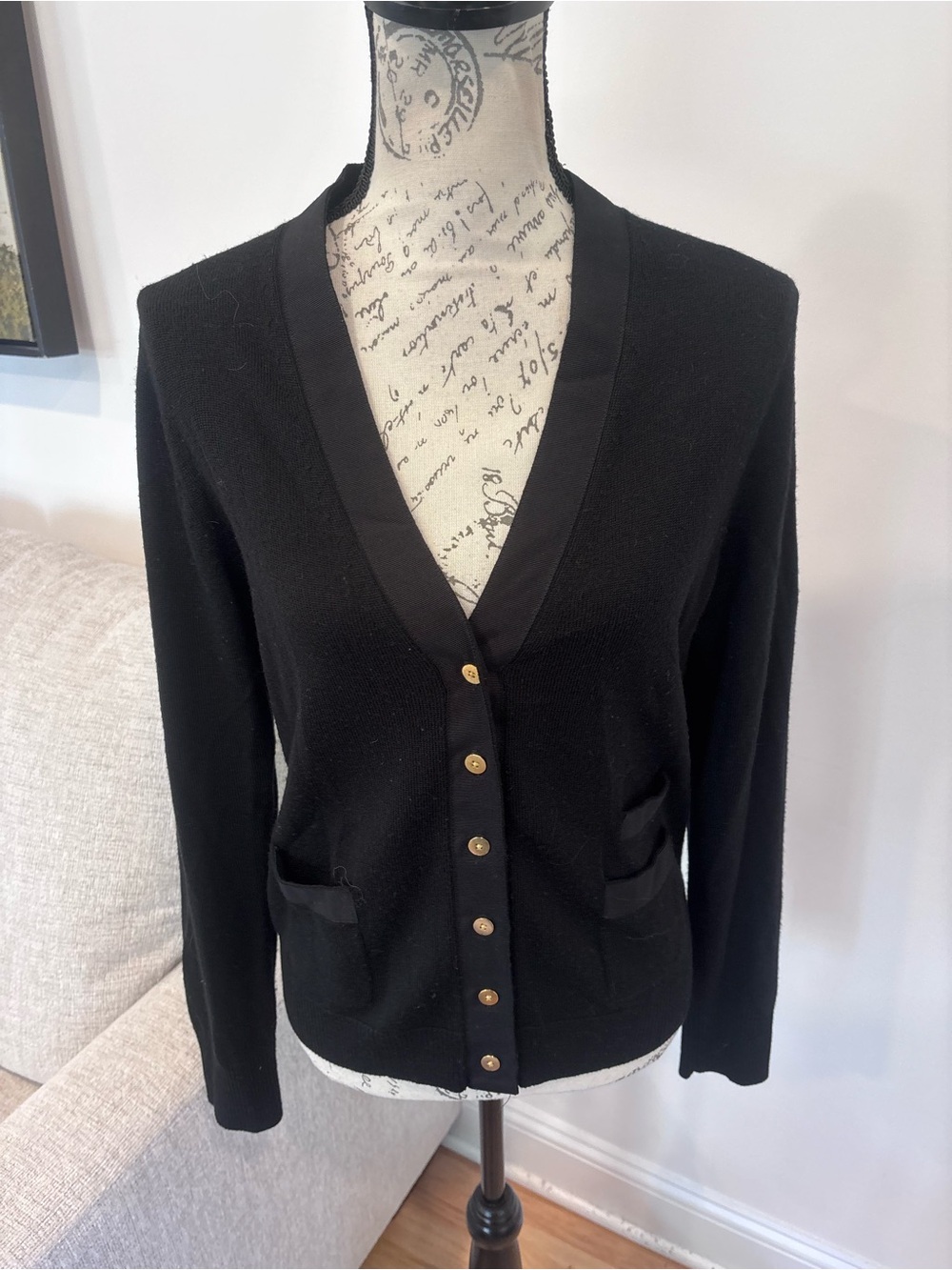 J.Crew black merino wool cardigan size large